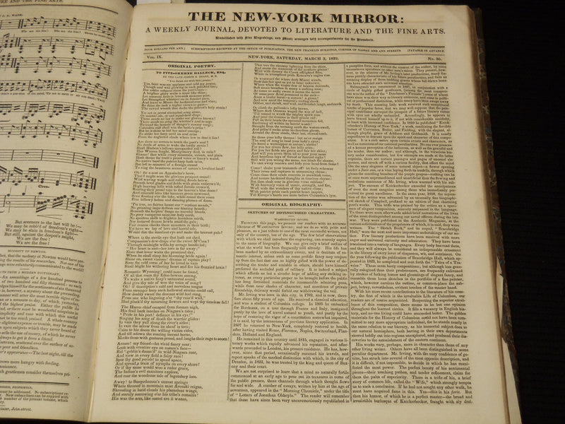 1831-1832 NEW YORK MIRROR AND LADIES GAZETTE BOUND VOLUME - R 89H