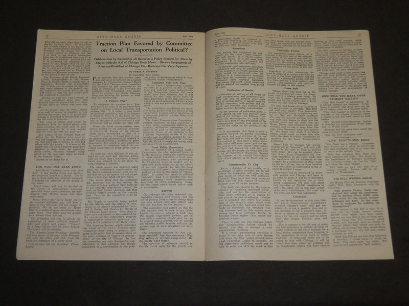 1926 APRIL CITY HALL GOSSIP MAGAZINE VOLUME 1 NO. 1 - CHICAGO - J 3520