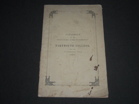 1847-1848 DARTMOUTH COLLEGE CATALOGUE - SOFTCOVER - J 2337
