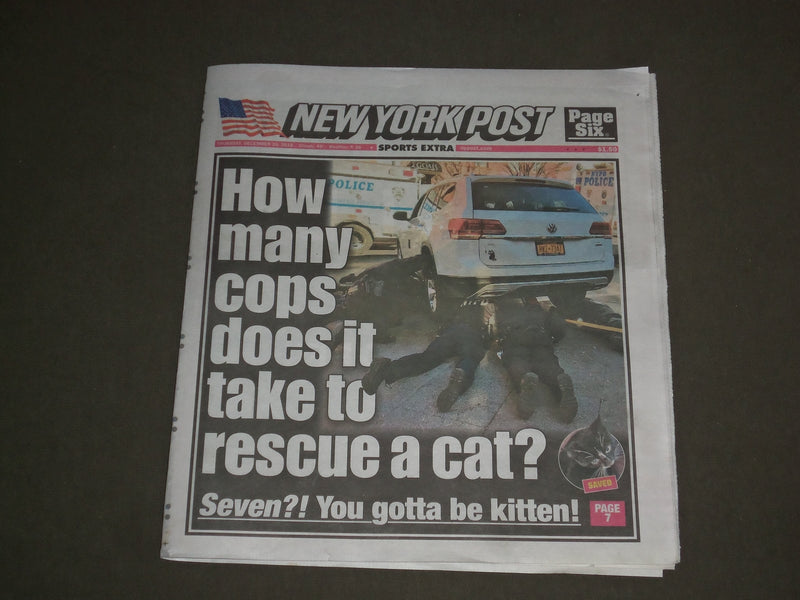 2018 DECEMBER 20 NEW YORK POST NEWSPAPER - HOW MANY COPS TO RESCUE CAT?