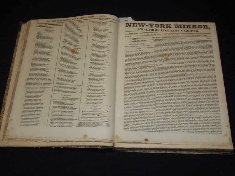 1827-1828 NEW YORK MIRROR AND LADIES GAZETTE BOUND VOLUME - R 89D