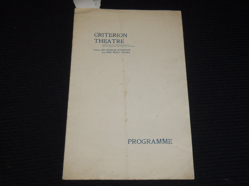 1911 CRITERION THEATRE PROGRAMME - EDMUND GWENN - K 578