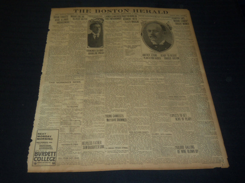1906 SEPTEMBER 5 THE BOSTON HERALD - PROCTOR WINS IN VERMONT - BH 102