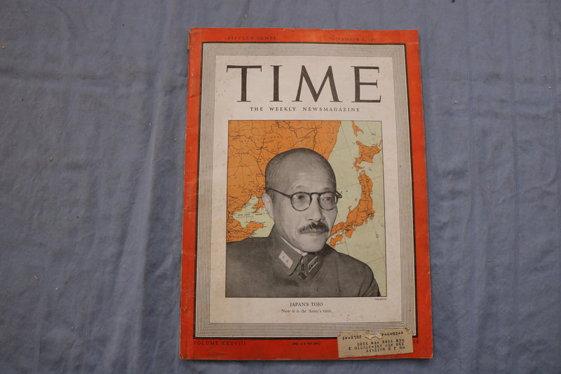 1941 NOVEMBER 3 TIME MAGAZINE - JAPAN'S TOJO - NOW IT IS THE ARMY'S TURN- T 3577