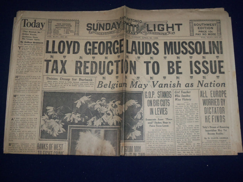 1926 APRIL 25 SAN ANTONIO SUNDAY LIGHT SPORT SECTION - LLOYD GEORGE - NP 972C