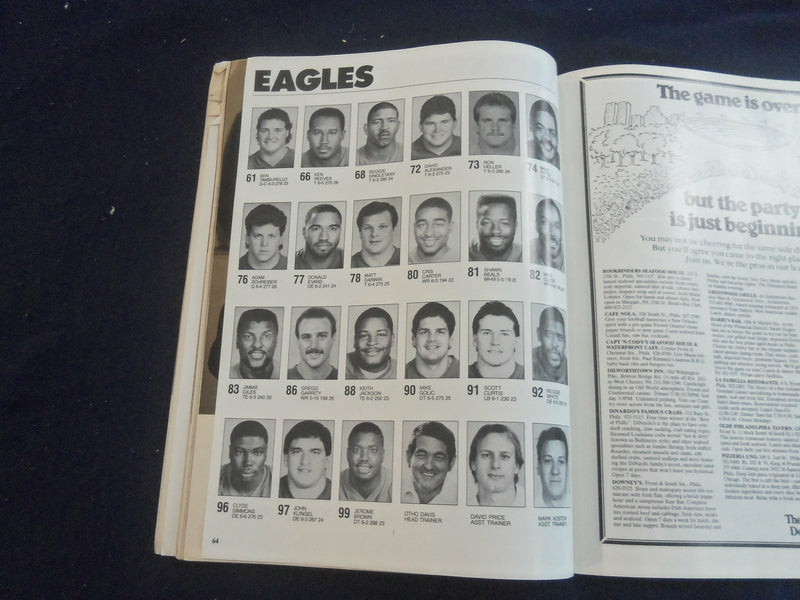 1988 OCTOBER 2 GAMEDAY MAGAZINE- PHILADELPHIA EAGLES VS HOUSTON OILERS - F 250L