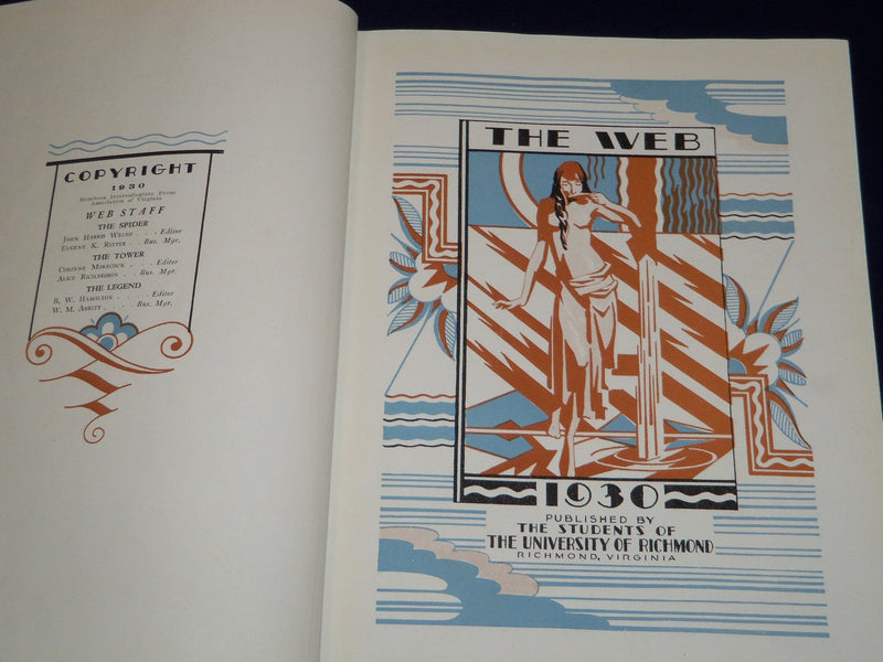 1930 THE WEB UNIVERSITY OF RICHMOND YEARBOOK - VIRGINIA - GREAT PHOTOS - YB 742
