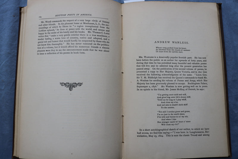 1889 SCOTTISH POETS IN AMERICA HARDCOVER BOOK BY JOHN ROSS - KD 9497
