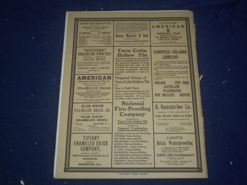 1908 OCTOBER THE BRICKBUILDER MAGAZINE - AN ARCHITECTURAL MONTHLY - ST 258K