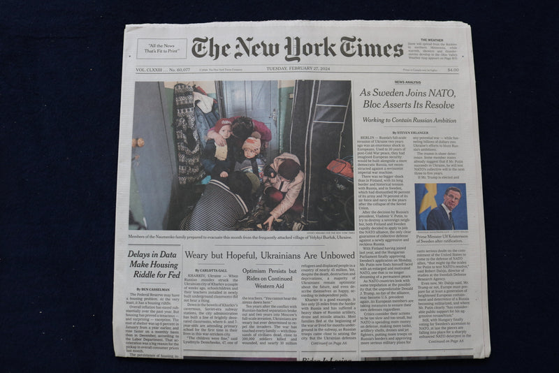 2024 FEBRUARY 27 NEW YORK TIMES -AS SWEEDEN JOINS NATO, BLOC ASSERTS ITS RESOLVE