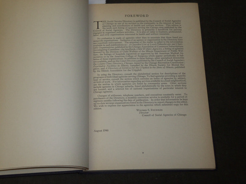1946 CHICAGO SOCIAL SERVICE DIRECTORY BOOK - COUNCIL OF SOCIAL AGENCIES- KD 5193