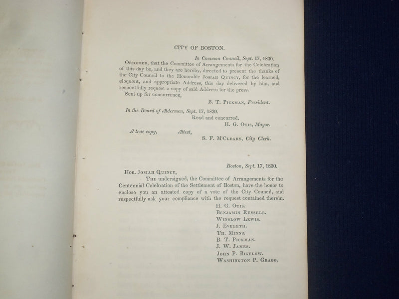 1830 JOSIAH QUNICY CLOSE OF THE SECOND CENTURY ADDRESS - J 4785