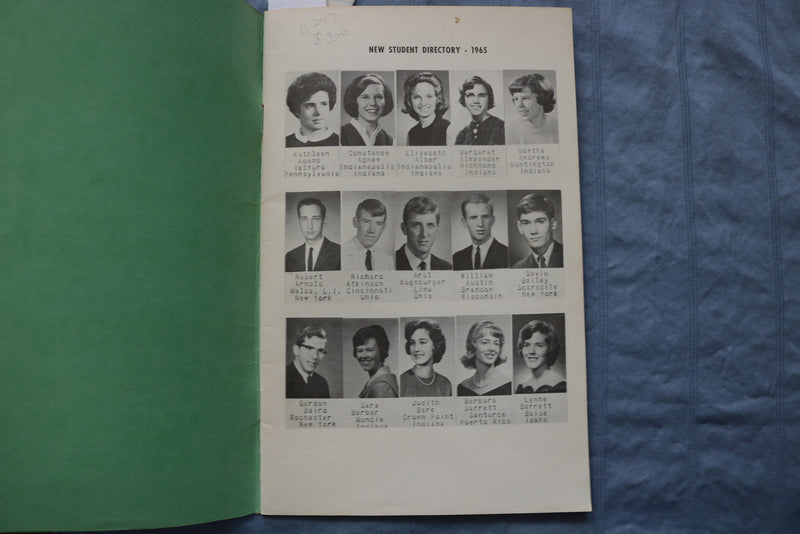 1965 EARLHAM COLLEGE DIRECTORY OF NEW STUDENTS SOFTCOVER BOOK - INDIANA - K 311