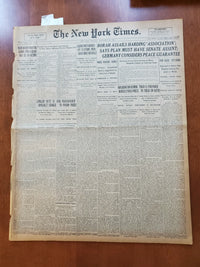 1921 NOVEMBER 28 NEW YORK TIMES - BORAH ASSAILS HARDING ASSOCIATION - NT 8011