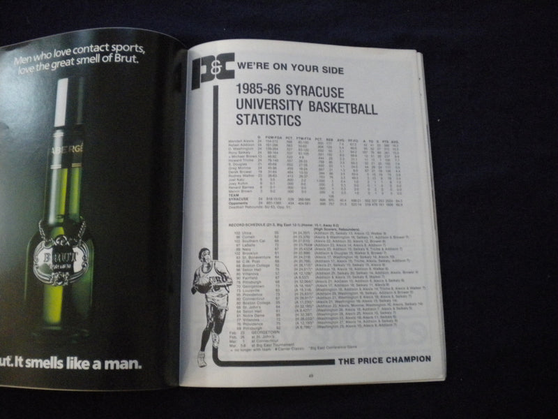 1986 FEBRUARY 23 BASKETBALL PROGRAM - SYRACUSE UNIV VS GEORGETOWN UNIV- SP 3624O