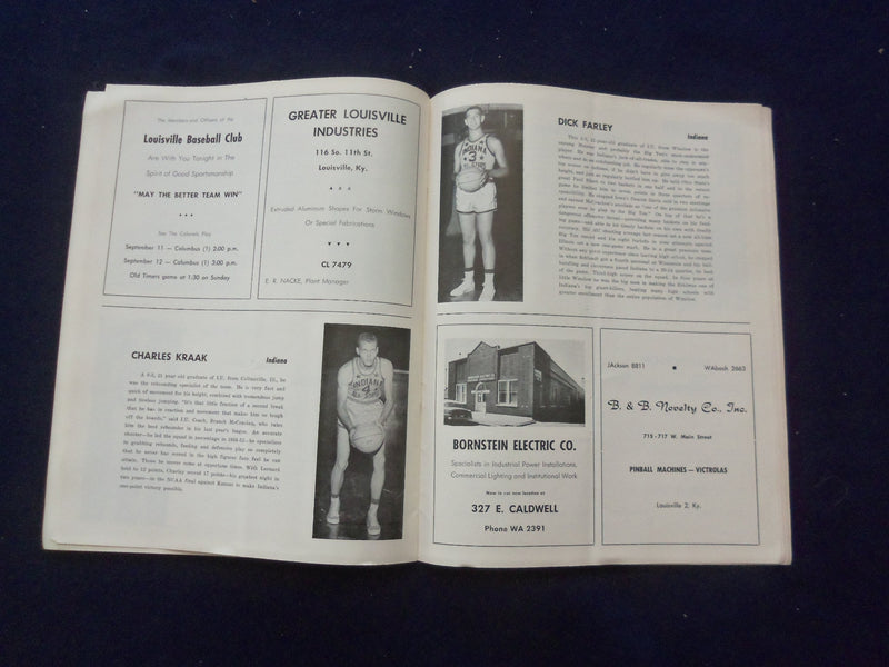 1954 KENTUCKIANA ALL-STAR BASKETBALL SERIES PROGRAM - FRANK RAMSEY - SP 5454N