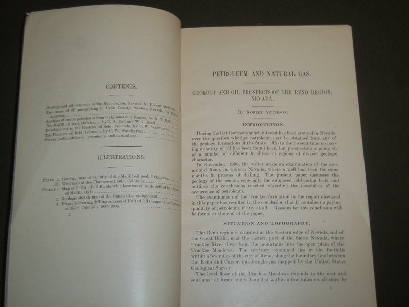 1909 INVESTIGATIONS RELATING TO PETROLEUM AND NATURAL GAS IN 1908 BOOK - J 4973