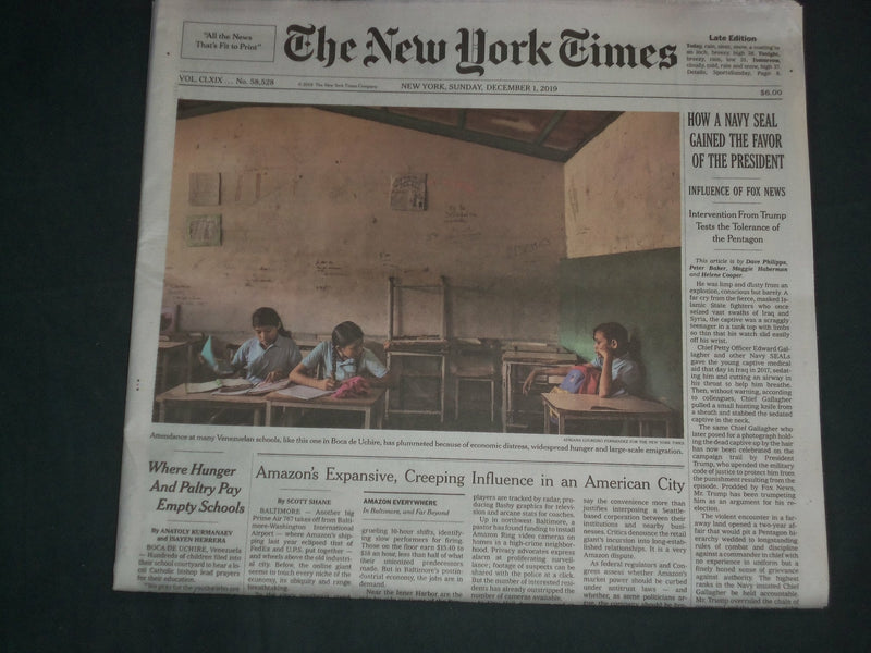 2019 DECEMBER 1 NEW YORK TIMES - HOW A NAVY SEAL GAINED FAVOR OF THE PRESIDENT