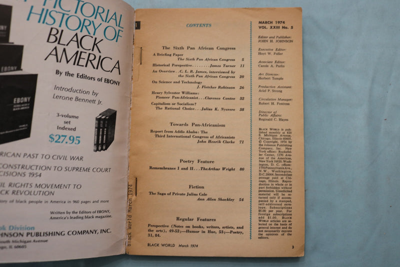 1974 MARCH BLACK WORLD MAGAZINE - FOCUS ON SIXTH PAN AFRICAN CONGRESS - K 3361