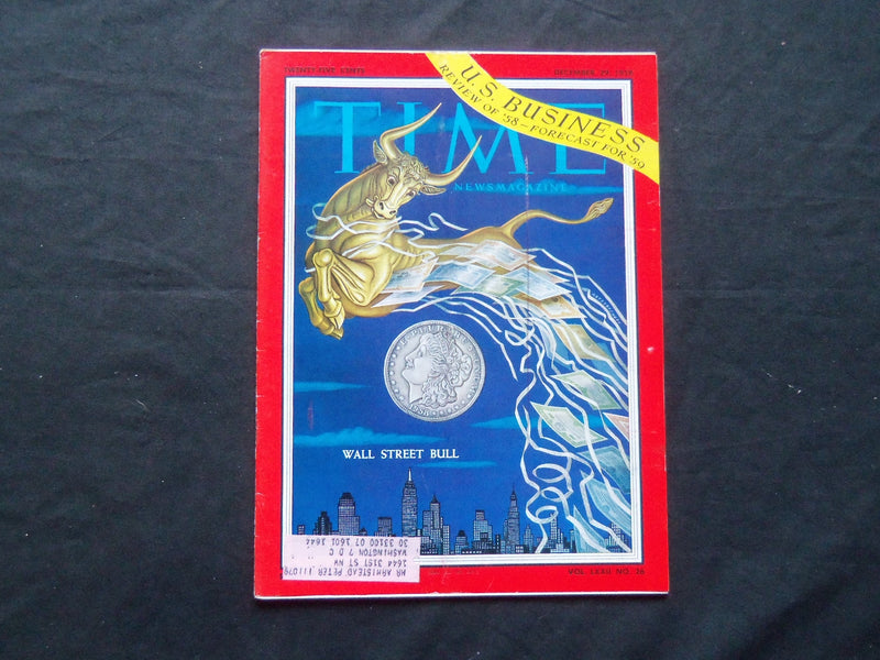 1958 DECEMBER 29 TIME MAGAZINE - WALL STREET BULL - T 1670