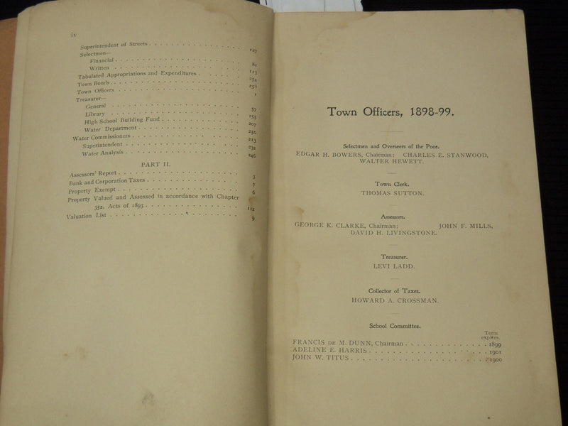 1898 TOWN OF NEEDHAM 187TH ANNUAL REPORT AND VALUATION - K 2707
