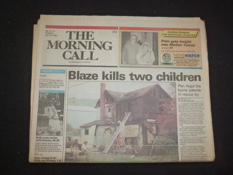 1994 MAY 16 MORNING CALL NEWSPAPER-ALLENTOWN, PA-BLAZE KILLS 2 CHILDREN -NP 8272