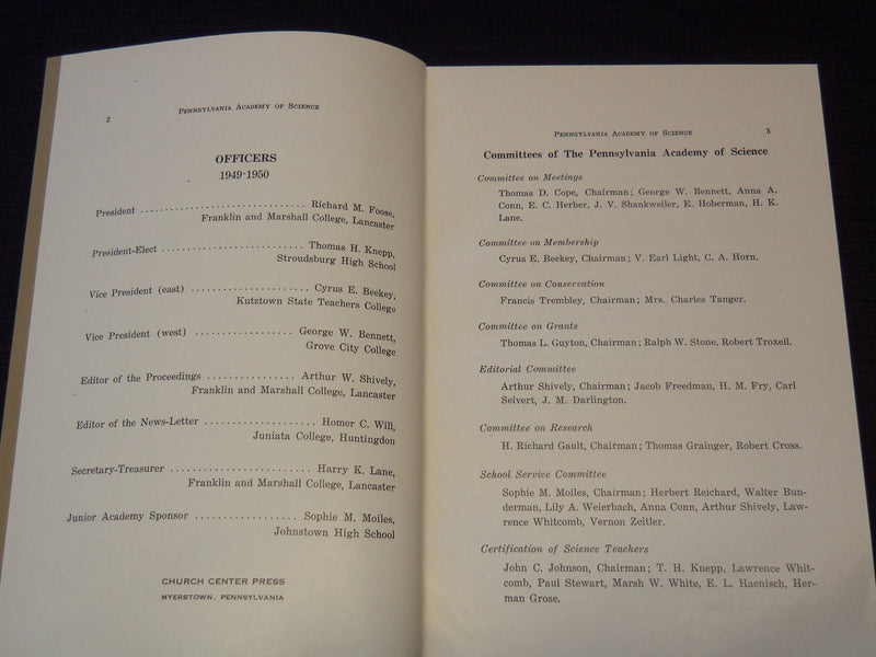 1949-1954 PENNSYLVANIA ACADEMY OF SCIENCE PROCEEDINGS LOT OF 3 - O 1864A
