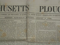 1846 AUGUST 1 MASSACHUSETTS PLOUGHMAN NEWSPAPER - STEAM EXCAVATER - NP 5127