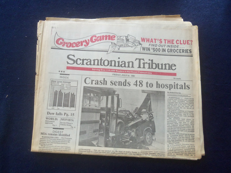 1988 JULY 22 SCRANTONIAN TRIBUNE NEWSPAPER - CRASH SENDS 48 TO HOSPITAL- NP 6142