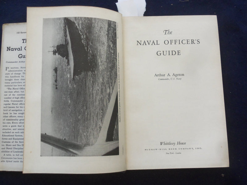 1944 THE NAVAL OFFICER'S GUIDE HARDCOVER BOOK BY ARTHUR A. AGETON - KD 8265