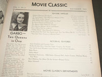 1933 NOVEMBER MOVIE CLASSIC MAGAZINE - GRETA GARBO COVER - M 366