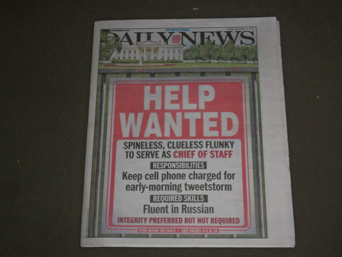 2018 DECEMBER 11 NEW YORK DAILY NEWS - HELP WANTED - WHITE HOUSE CHIEF OF STAFF