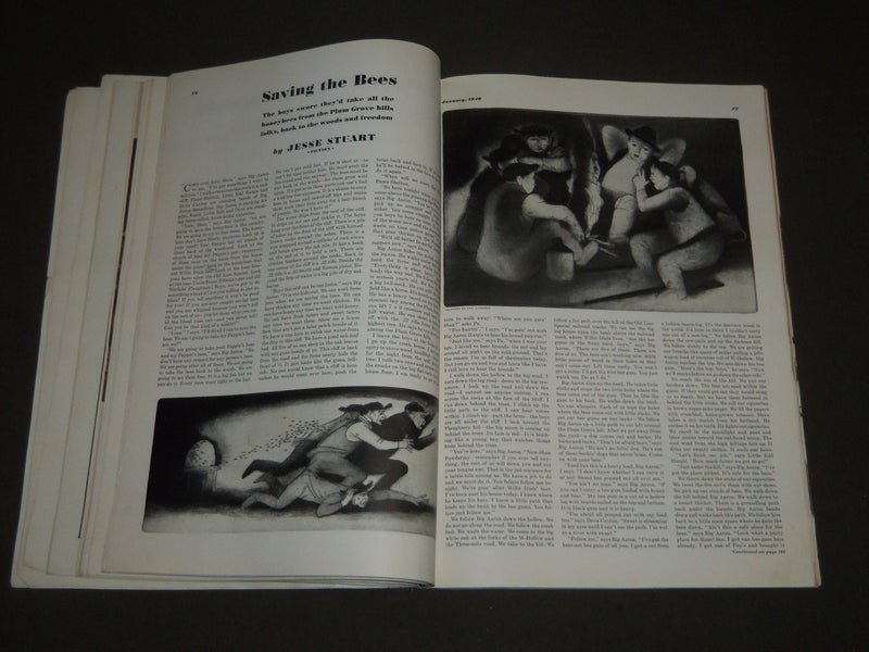 1940 JAN ESQUIRE MAGAZINE - GEORGE PETTY ILLUSTRATION - COVER AND ADS - ST 5057