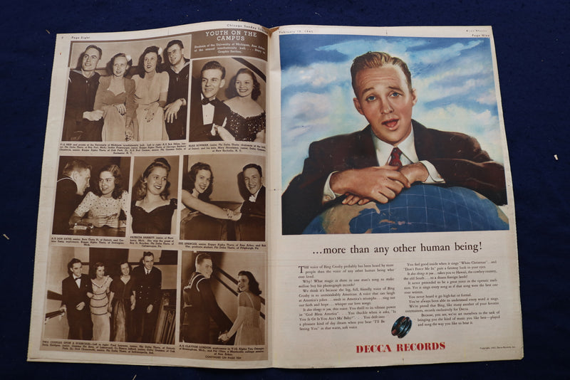 1945 FEBRUARY 18 CHICAGO TRIBUNE MAGAZINE - VIRGINIA MAYO COVER - E 22822