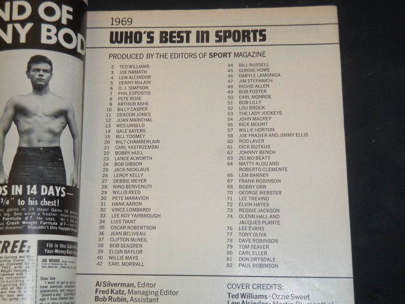1969 WHO'S BEST IN SPORTS MAGAZINE - WILLIAMS, ALCINDOR, ROSE COVER - SP 2664
