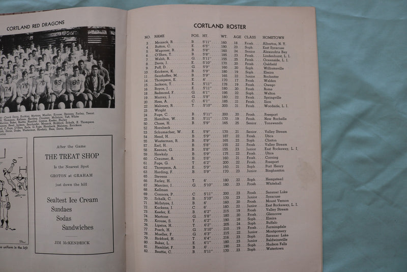 1946 OCTOBER 19 STROUDSBURG VS. CORTLAND STATE FOOTBALL PROGRAM - K 3393