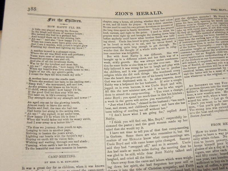 1869 ZION'S HERALD METHODIST EPISCOPAL CHURCH NEWSPAPER LOT OF 30 - NP 3877H