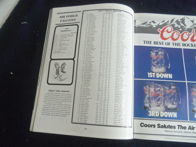 1984 SEP 8 FOOTBALL PROGRAM - AIR FORCE VS. UNIV OF NOTHERN COLORADO - SP 1216P