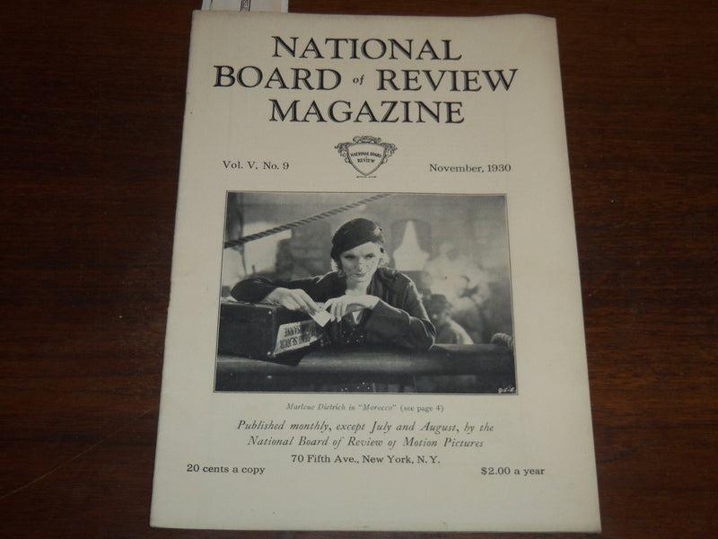 1930 NOVEMBER NATIONAL BOARD OF REVIEW MAGAZINE - MARLENE DIETRICH - K 1137