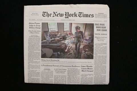 2024 OCTOBER 1 NEW YORK TIMES - ISRAEL INVADES BORDER REGION INSIDE LEBANON