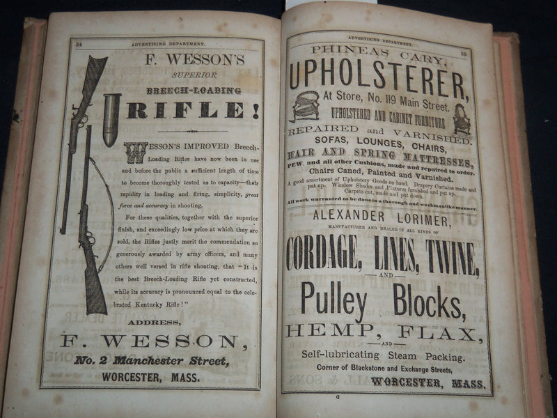 1867 WORCESTER DIRECTORY BY HENRY J. HOWLAND - MAP - KD 81W