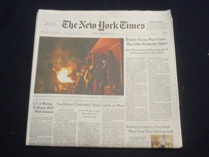2021 FEB 19 NEW YORK TIMES -TEXANS: TOO LITTLE DRINKABLE WATER - CRUZ TO MEXICO