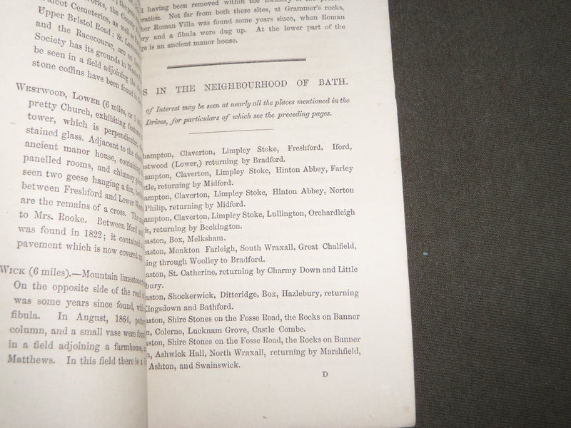 1865 CITY OF BATH OBJECTS OF INTEREST GUIDE BOOK - U. K. - THIRD EDITION- J 3450