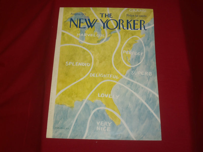 1973 AUGUST 13 NEW YORKER MAGAZINE FRONT COVER ONLY - GREAT ART FOR FRAMING