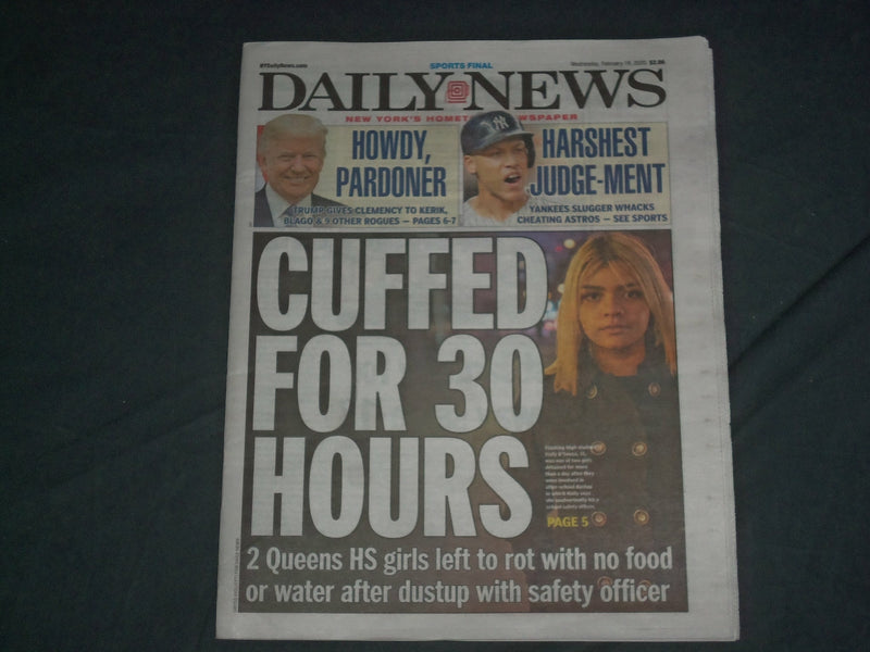 2020 FEBRUARY 19 NEW YORK DAILY NEWS NEWSPAPER - AARON JUDGE UNLOADS ON ASTROS