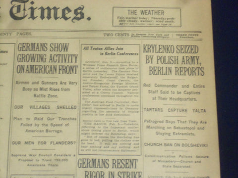 1918 FEBRUARY 6 NEW YORK TIMES - KRYLENKO SEIZED BY POLISH ARMY - NT 8232