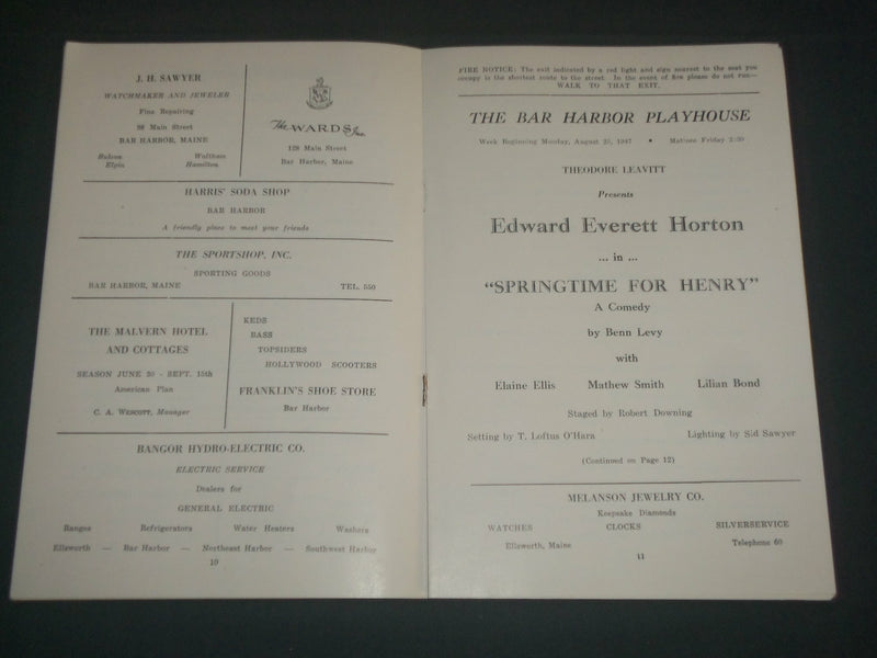 1947 THE BAR HARBOR PLAYBOYHOUSE PROGRAM LOT OF 3 - EDWARD HORTON - J 3970