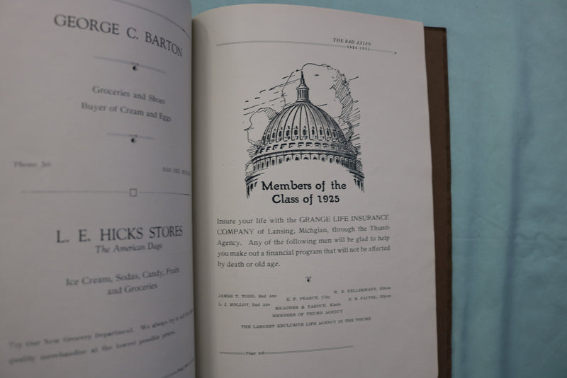 1925 THE BAD AXIAN BAD AXE HIGH SCHOOL YEARBOOK - BAD AXE, MICHIGAN - YB 3570