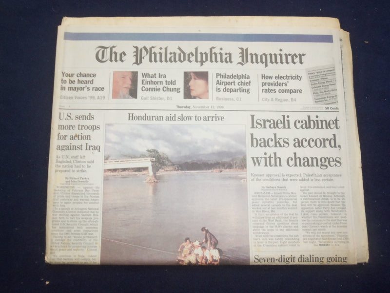 1998 NOV 12 PHILADELPHIA INQUIRER-ISRAELI CABINET BACKS ACCORD, CHANGES- NP 7172