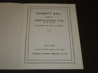 1933 AMERICAN BUSINESS CLUBS CHARITY PROGRAM - NEWARK NEW JERSEY - J 5225